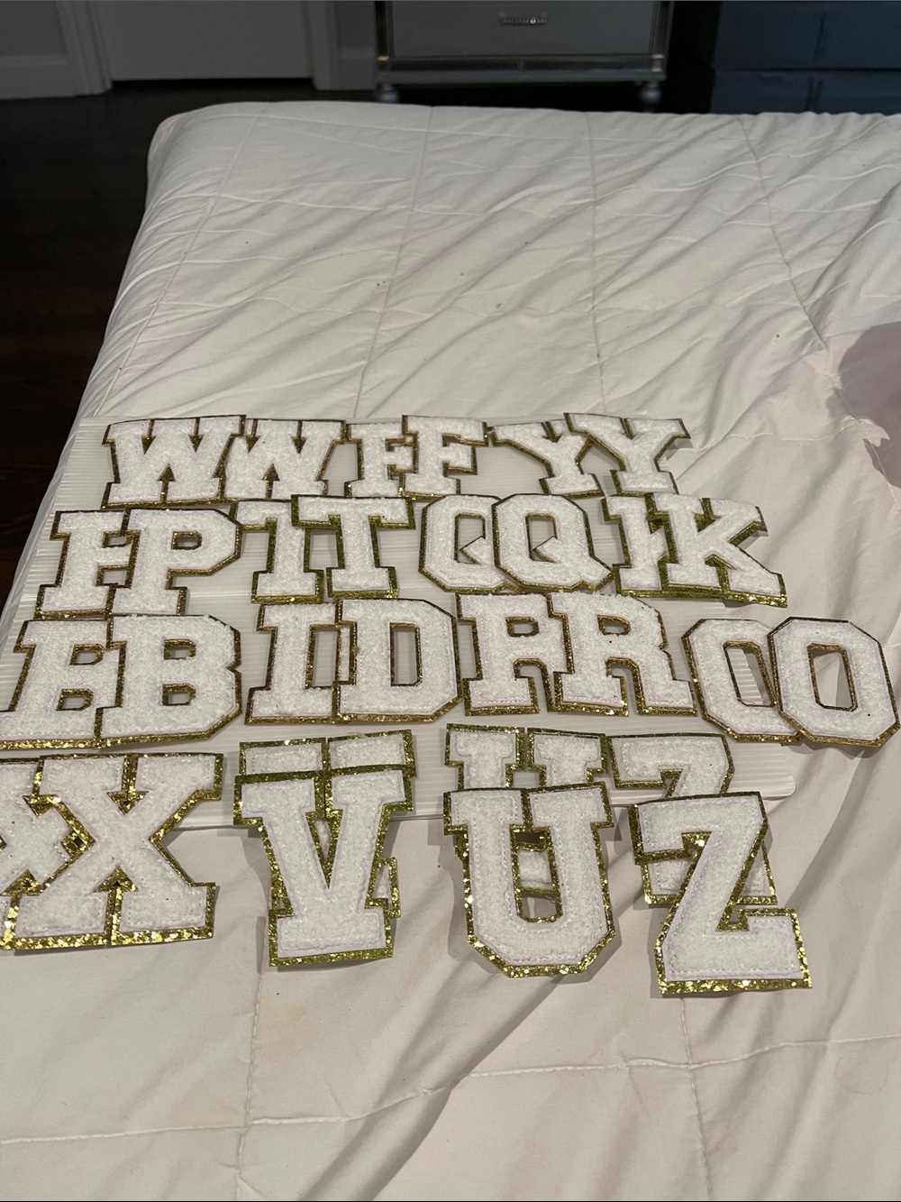 Glittery White and Gold Foam Alphabet Letters - Full Set of 30 2 of each